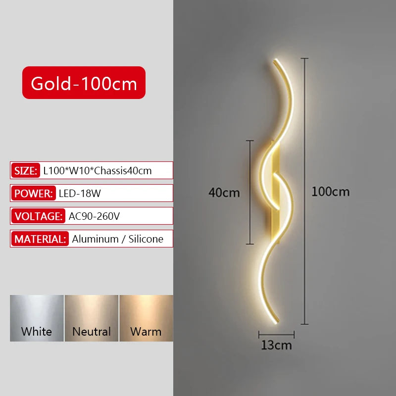 Modern Long Strip LED Wall Lamp with Remote