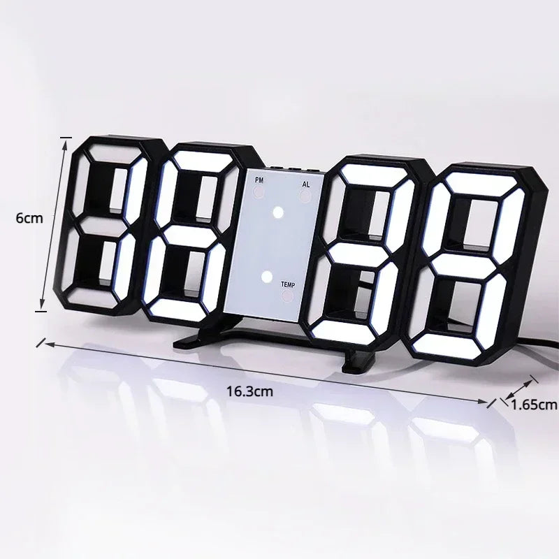 3D LED Digital Wall Clock Night Light Decor