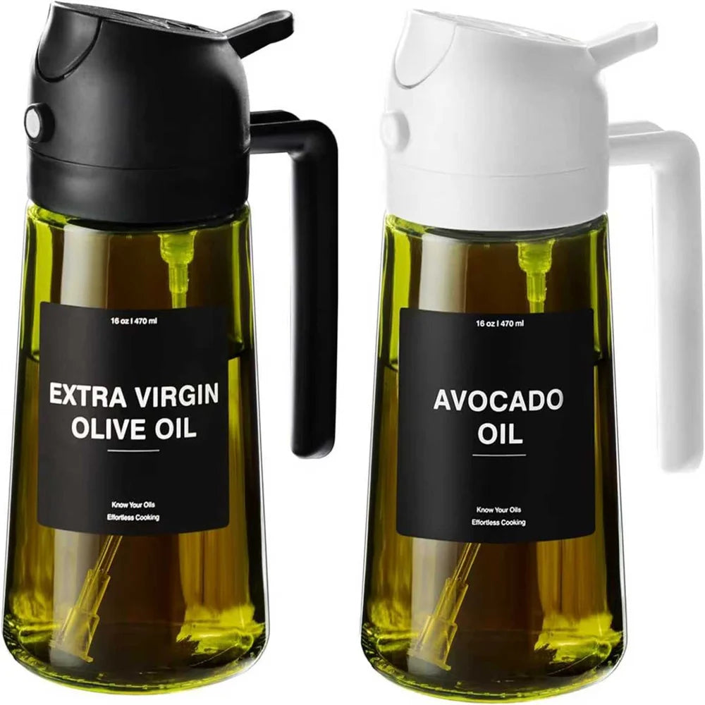470ML 2-in-1 Glass Oil Sprayer Dispenser Bottle