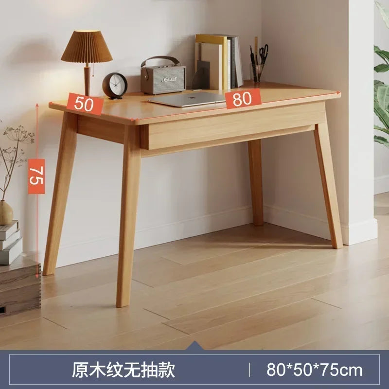 Modern Solid Wood Double Drawer Computer Desk