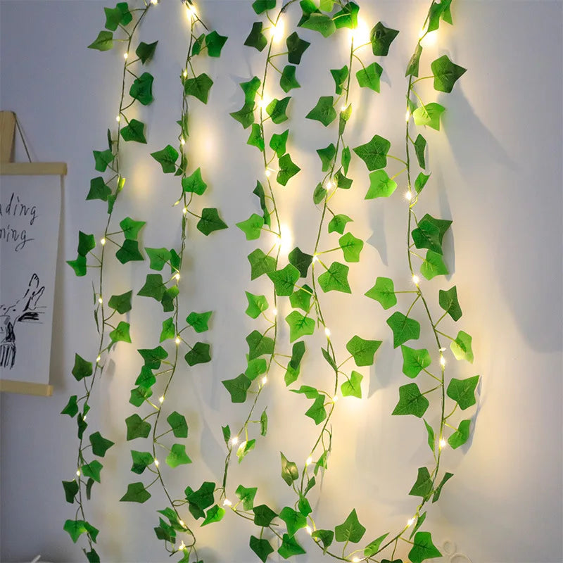 2M Artificial Ivy Vine Leaf String Fairy Lights