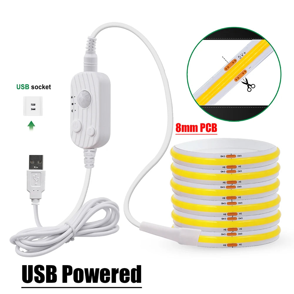 5V COB LED Motion Sensor Strip Light