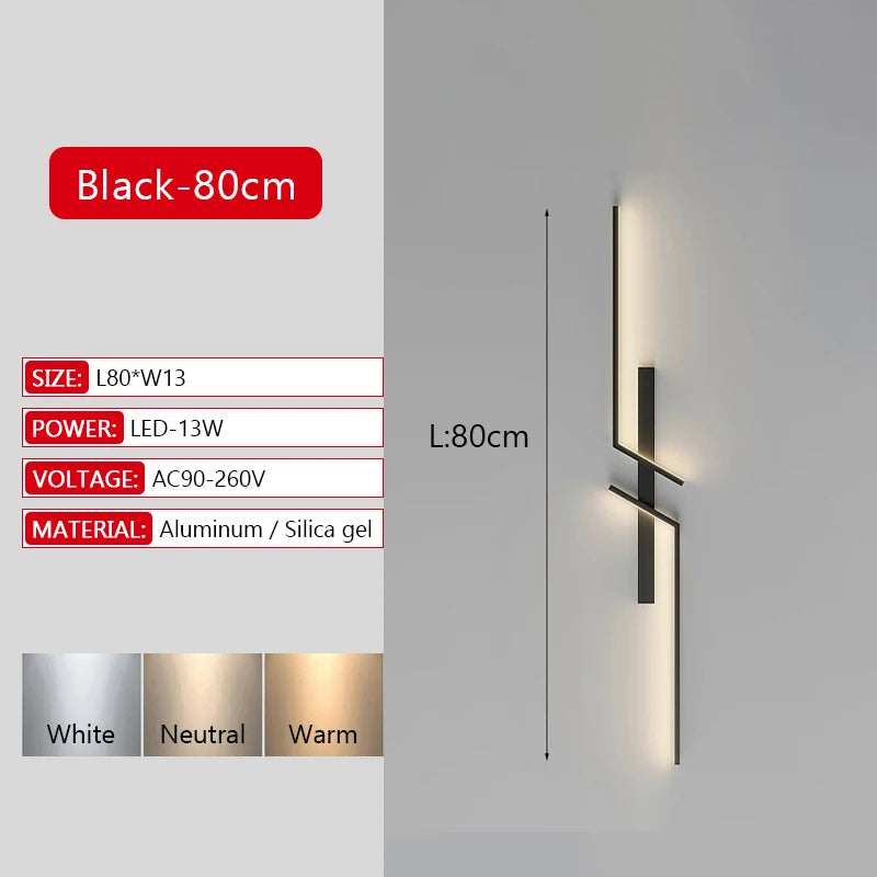 Modern Long Strip LED Wall Lamp with Remote