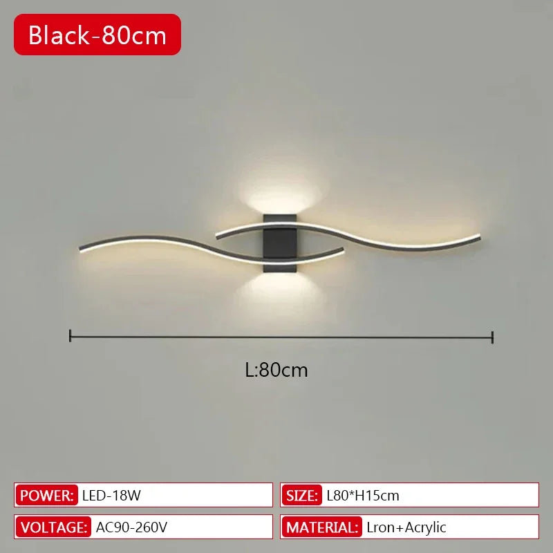 Modern Long Strip LED Wall Lamp with Remote
