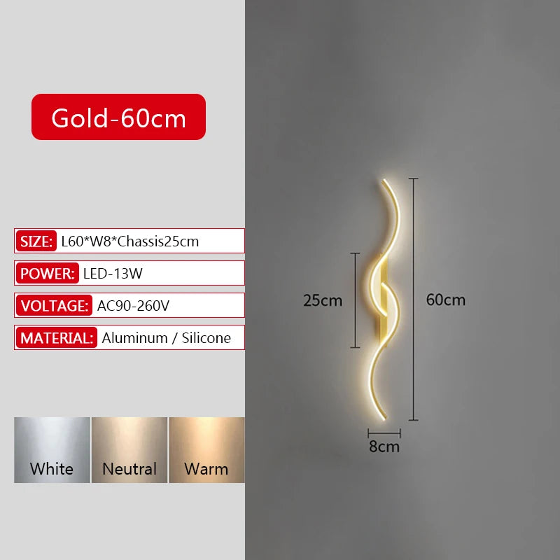 Modern Long Strip LED Wall Lamp with Remote