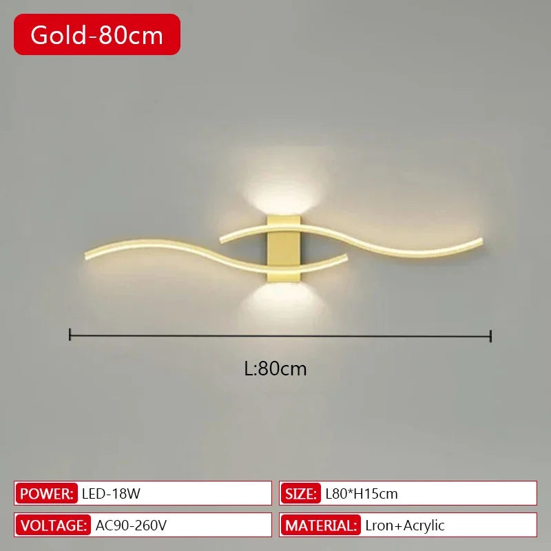 Modern Long Strip LED Wall Lamp with Remote