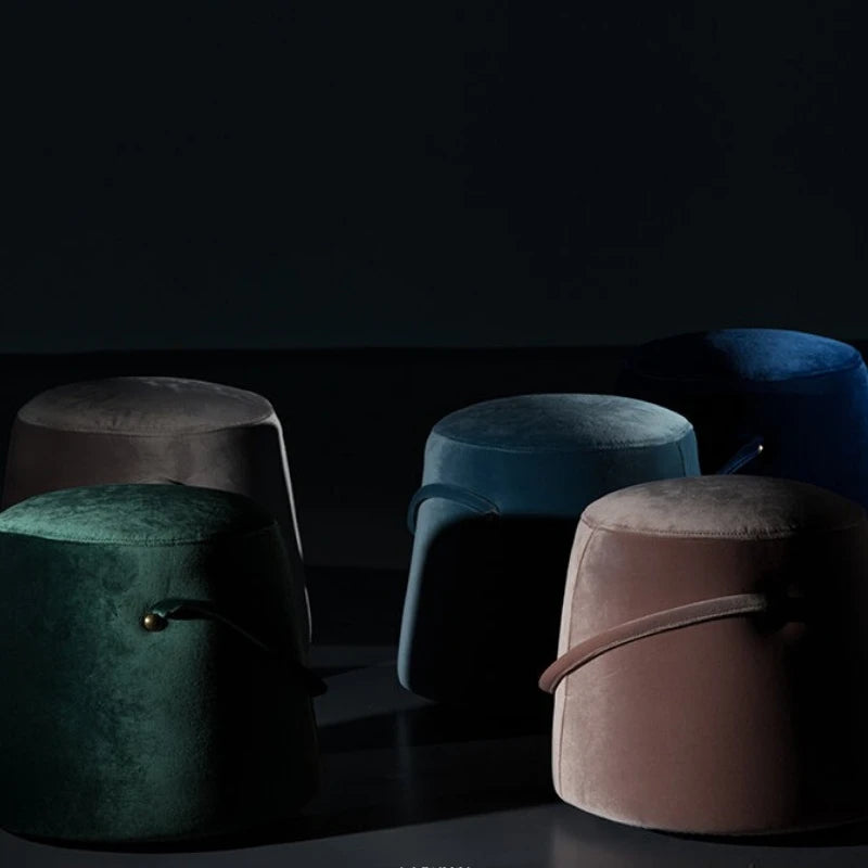 Scandinavian Upholstered Round Ottoman Pouf Accent Stool