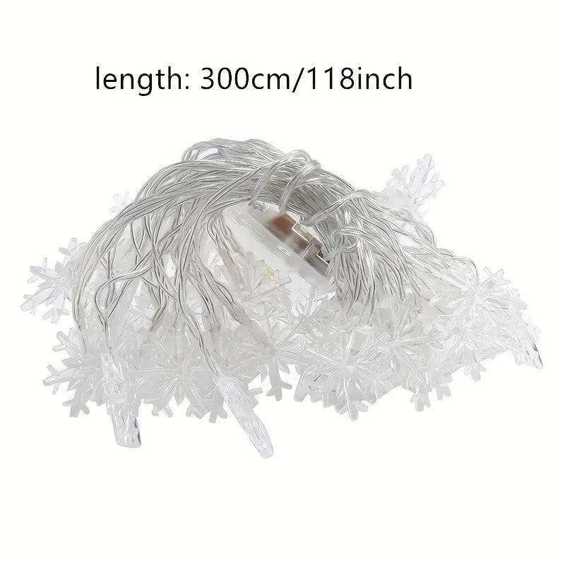 3M LED Snowflake Curtain Lights Christmas Decoration