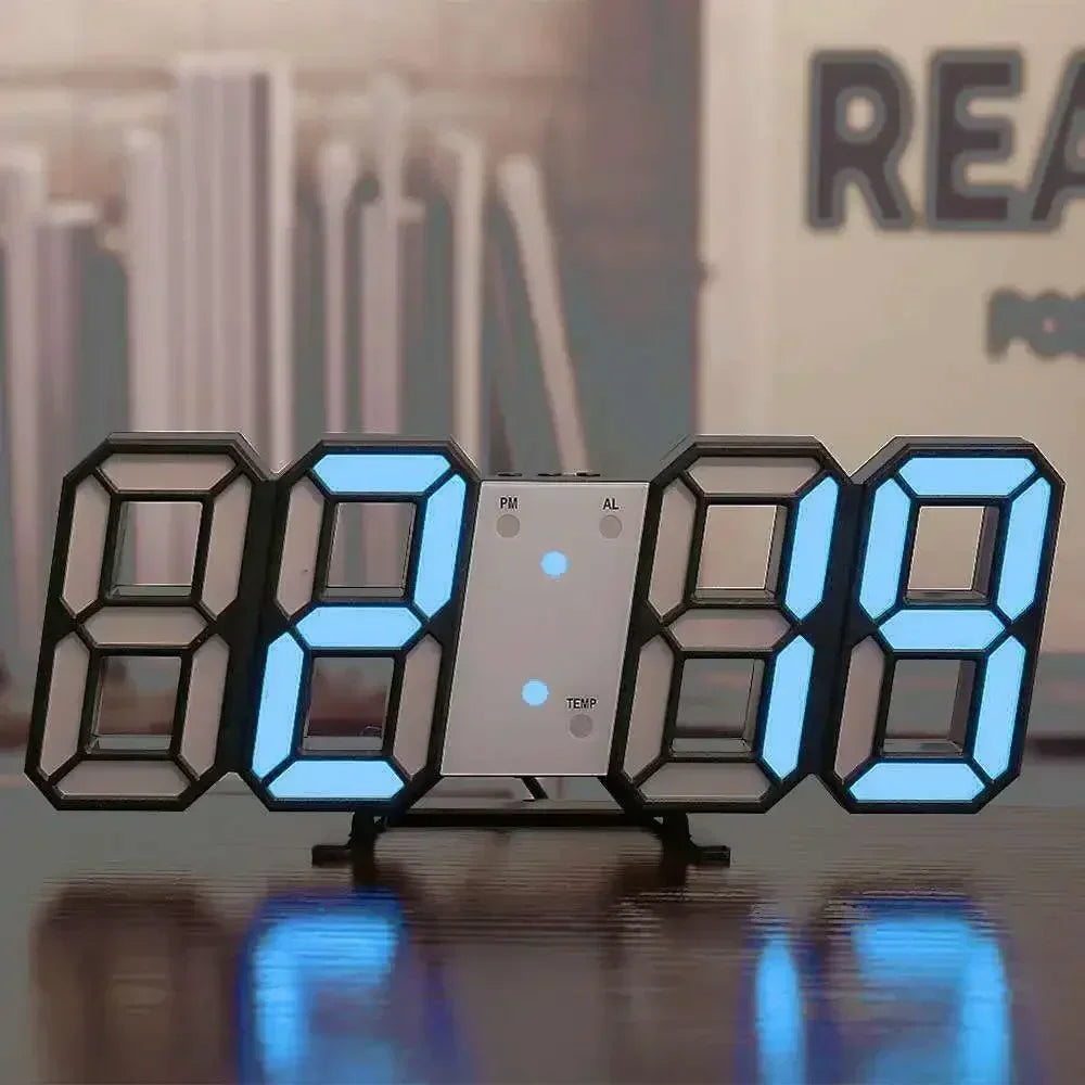 3D LED Digital Wall Clock Night Light Decor