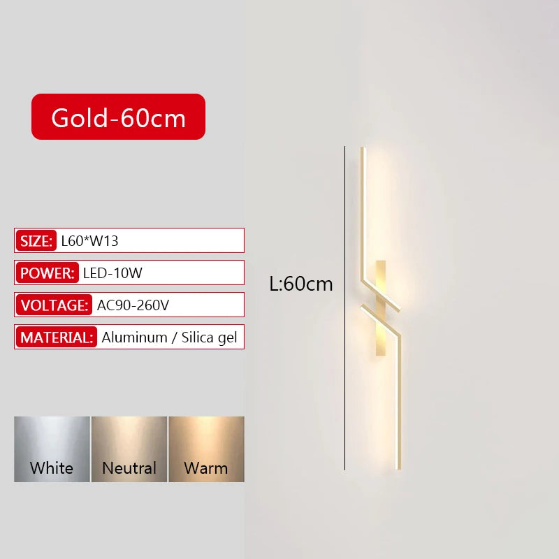 Modern Long Strip LED Wall Lamp with Remote