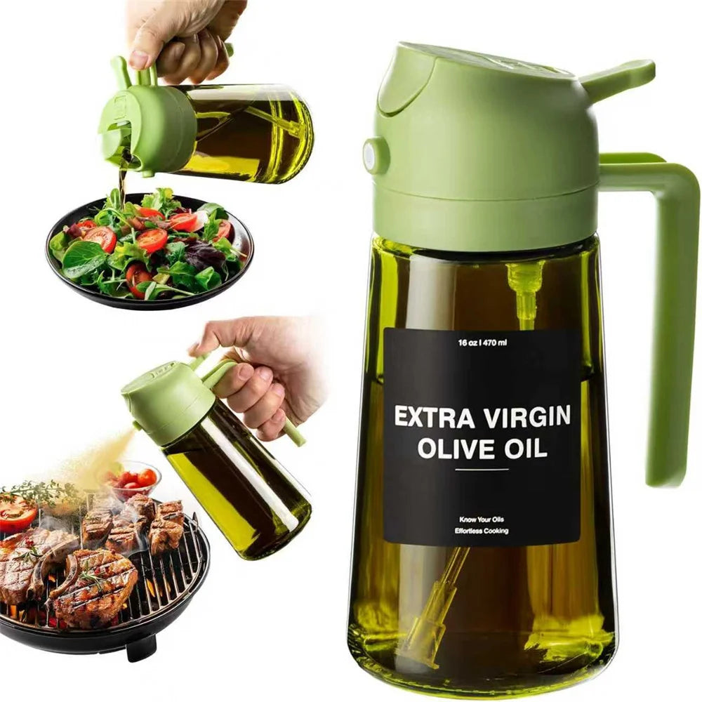 470ML 2-in-1 Glass Oil Sprayer Dispenser Bottle