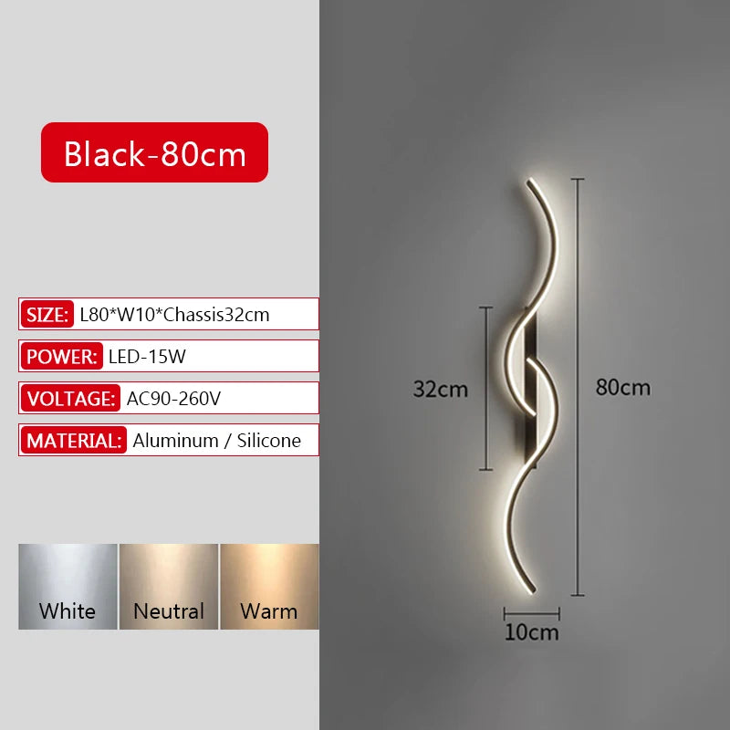 Modern Long Strip LED Wall Lamp with Remote
