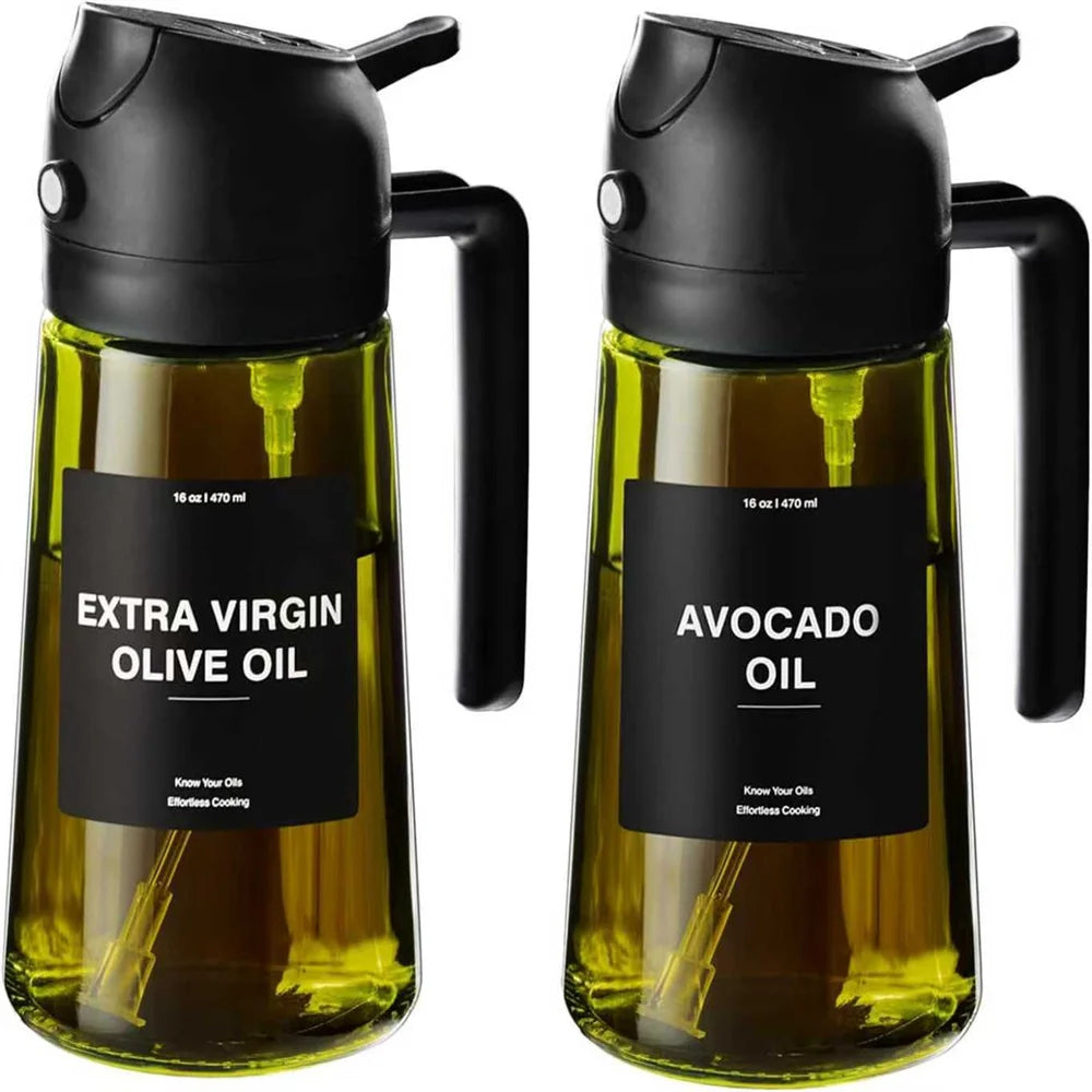 470ML 2-in-1 Glass Oil Sprayer Dispenser Bottle