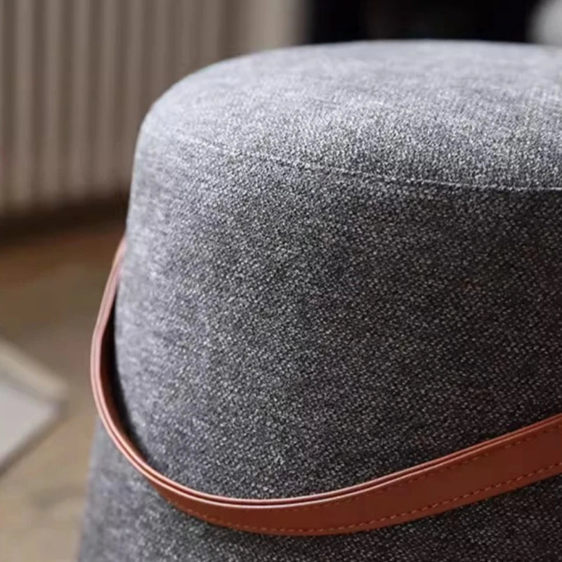 Scandinavian Upholstered Round Ottoman Pouf Accent Stool