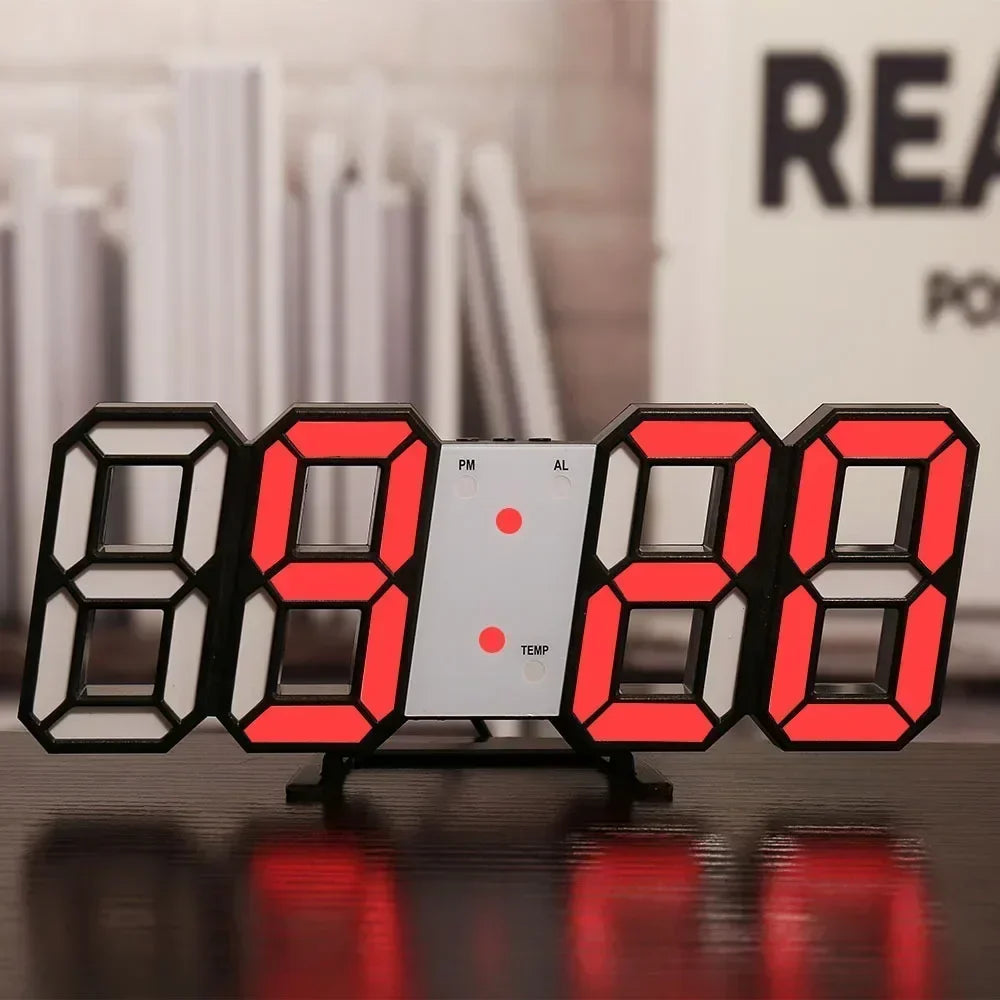 3D LED Digital Wall Clock Night Light Decor