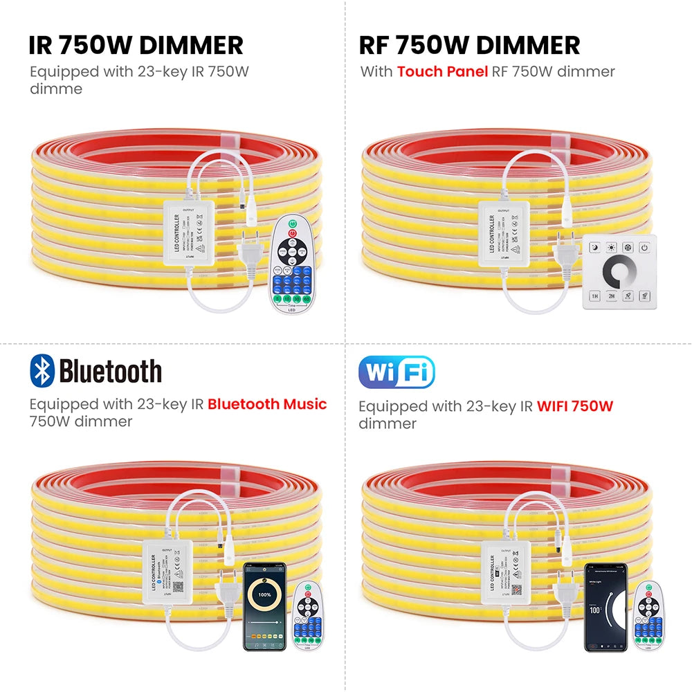 220V Dimmable COB LED Strip Light WIFI