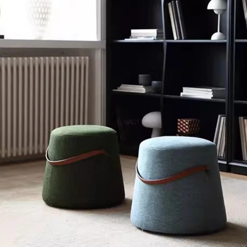 Scandinavian Upholstered Round Ottoman Pouf Accent Stool