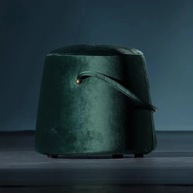 Scandinavian Upholstered Round Ottoman Pouf Accent Stool