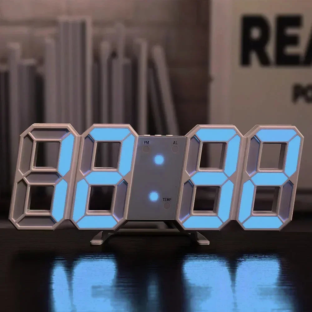 3D LED Digital Wall Clock Night Light Decor