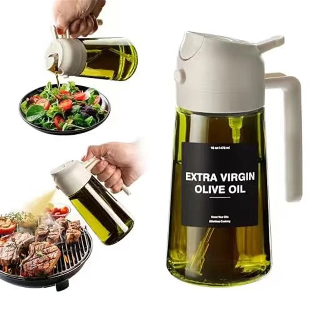 470ML 2-in-1 Glass Oil Sprayer Dispenser Bottle