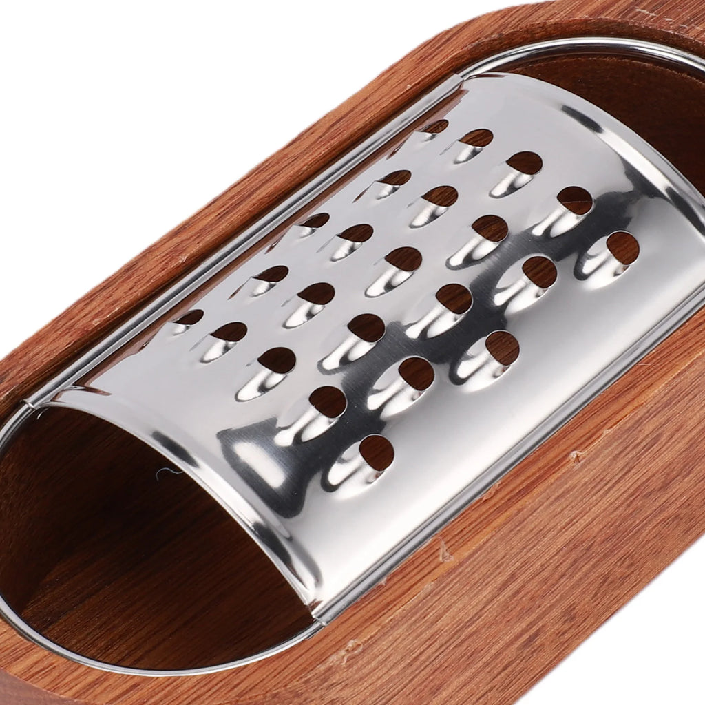 Wooden Handle Manual Cheese Grater with Storage