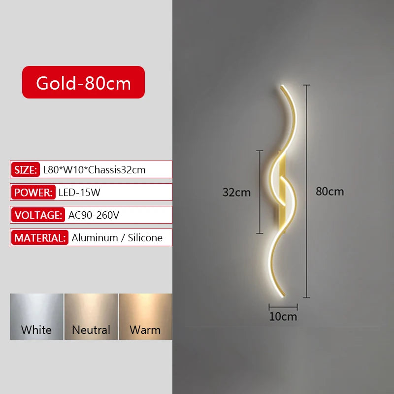 Modern Long Strip LED Wall Lamp with Remote