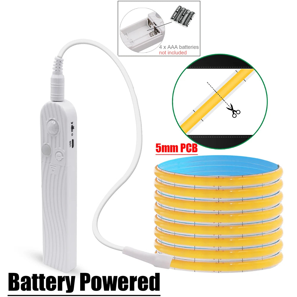 5V COB LED Motion Sensor Strip Light