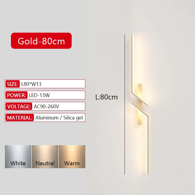 Modern Long Strip LED Wall Lamp with Remote