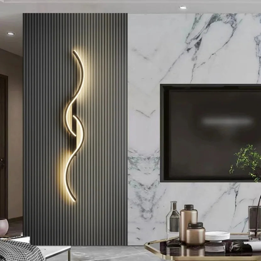 Modern Long Strip LED Wall Lamp with Remote