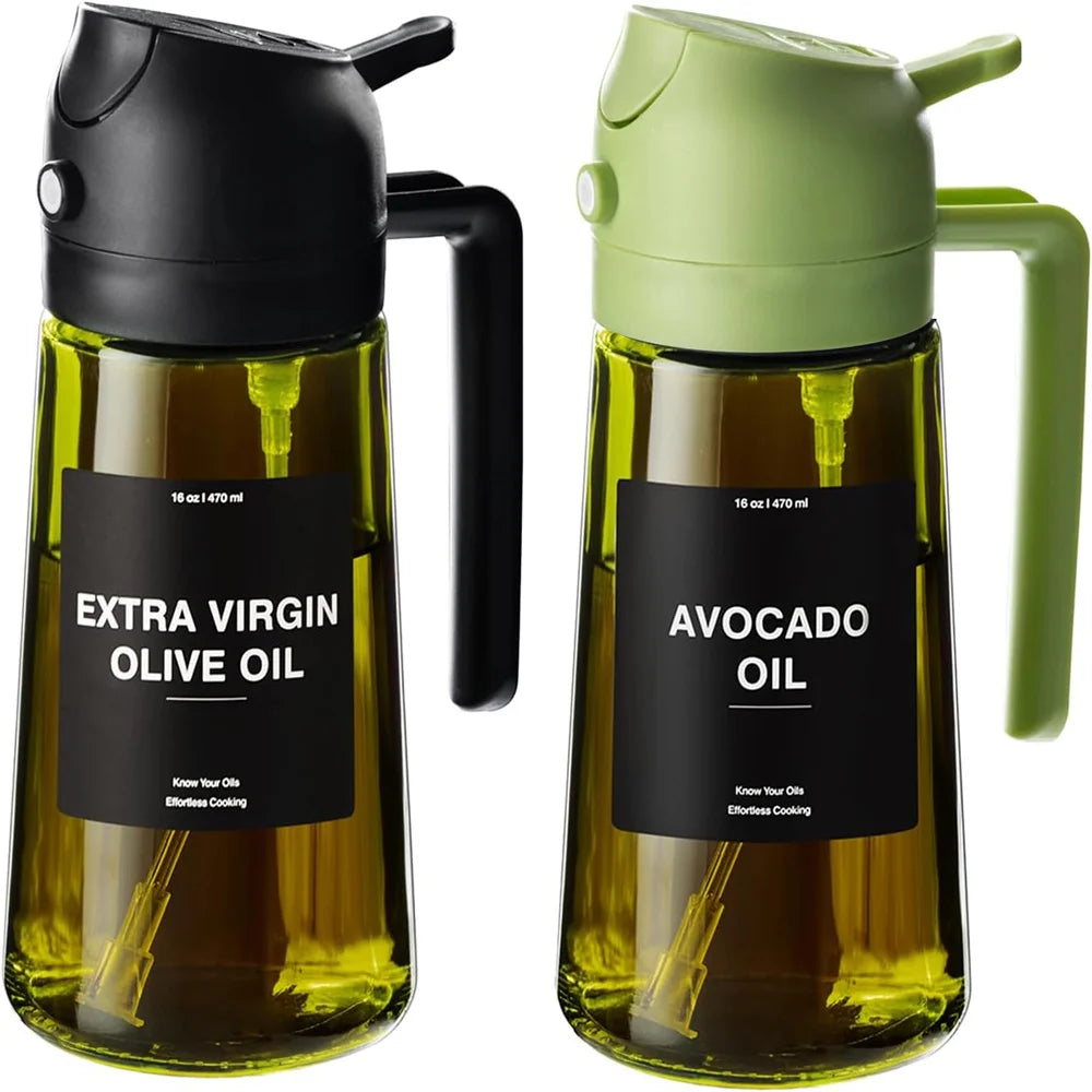 470ML 2-in-1 Glass Oil Sprayer Dispenser Bottle
