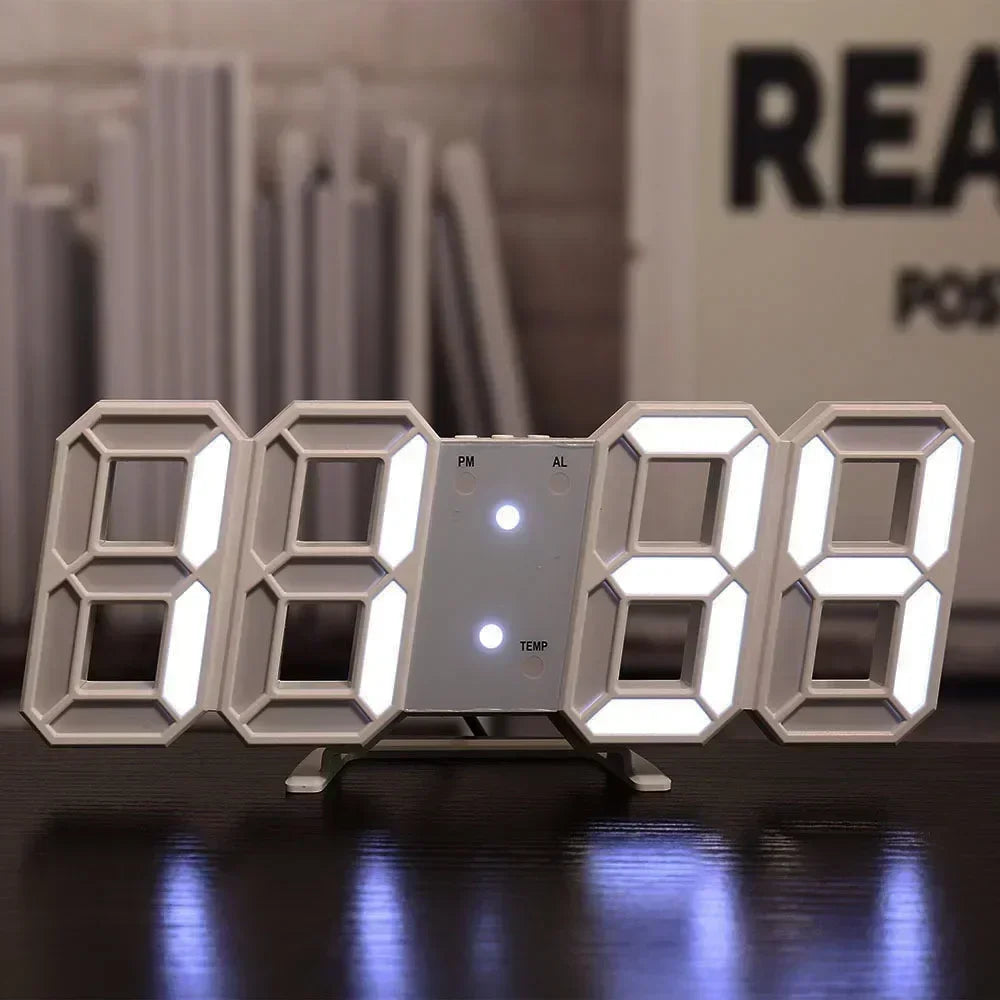 3D LED Digital Wall Clock Night Light Decor