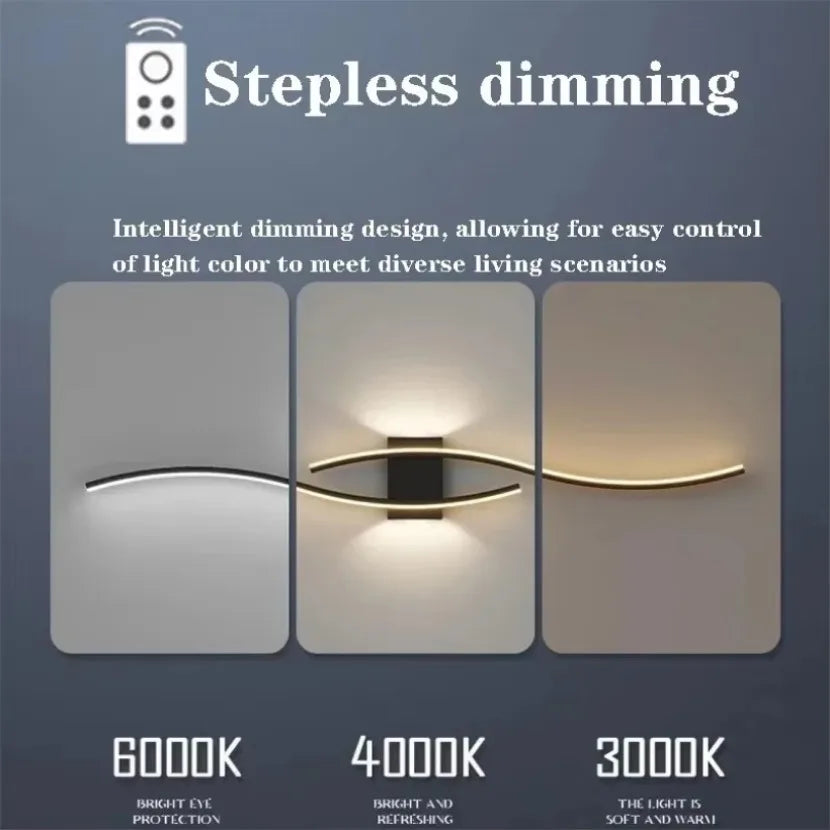 Modern Long Strip LED Wall Lamp with Remote