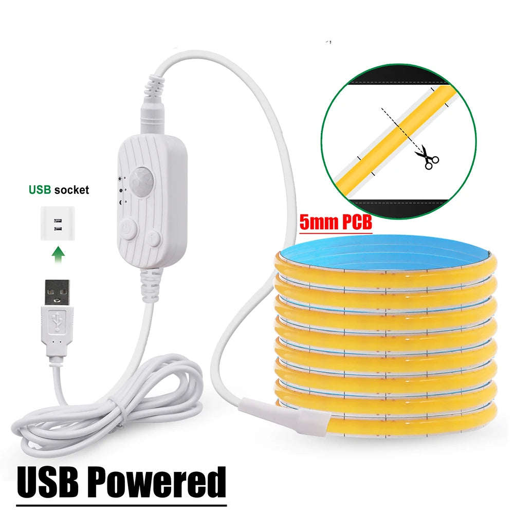 5V COB LED Motion Sensor Strip Light