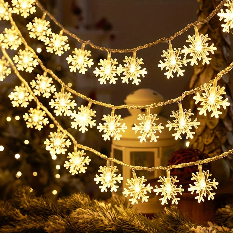 3M LED Snowflake Curtain Lights Christmas Decoration