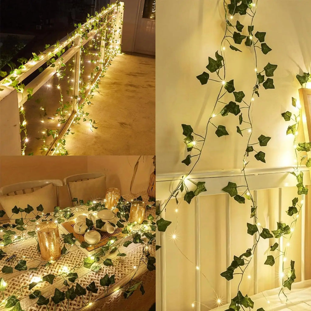 2M Artificial Ivy Vine Leaf String Fairy Lights