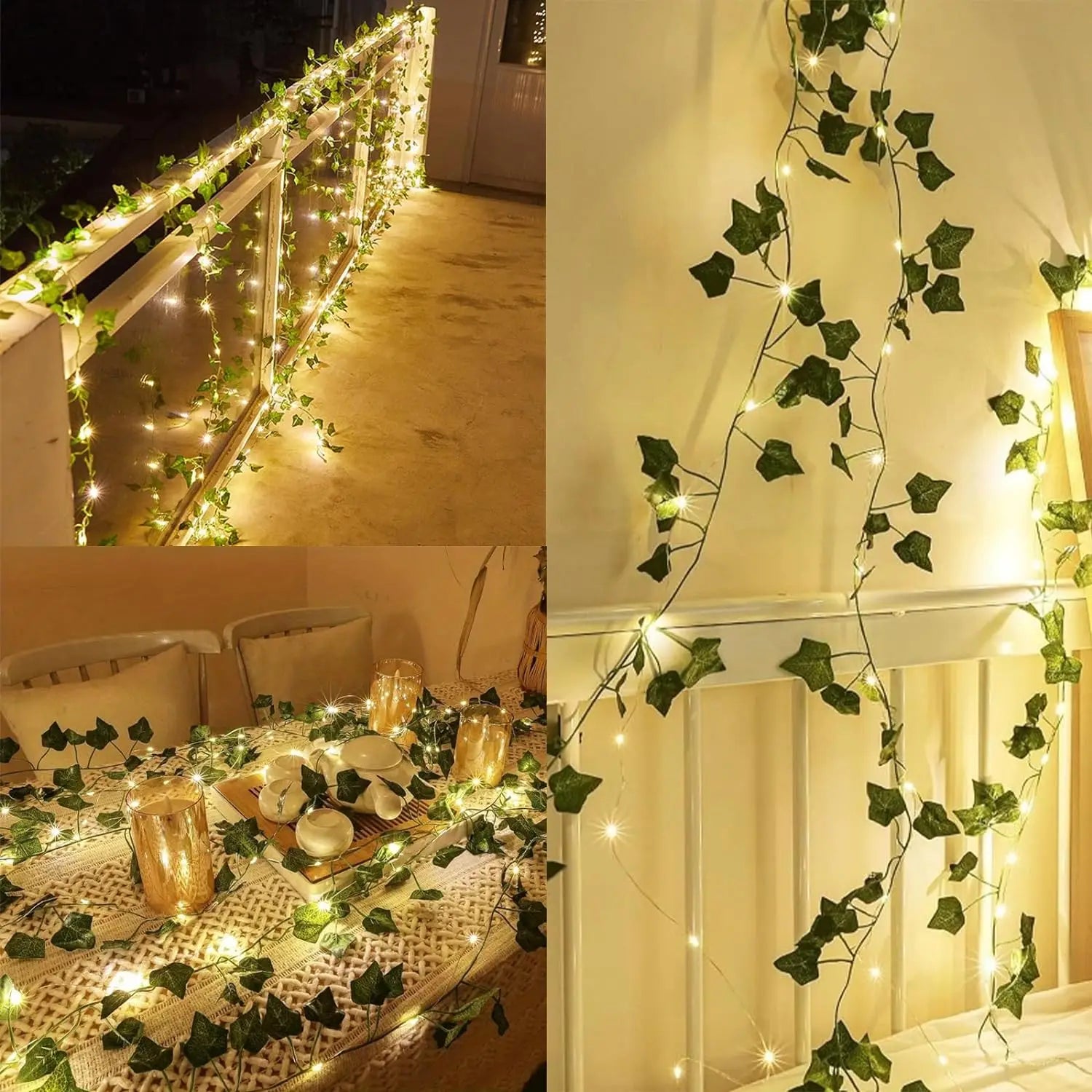 2M Artificial Ivy Vine Leaf String Fairy Lights