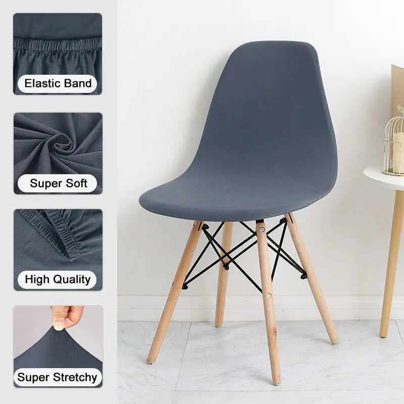 Solid Color Stretch Shell Chair Cover Protector