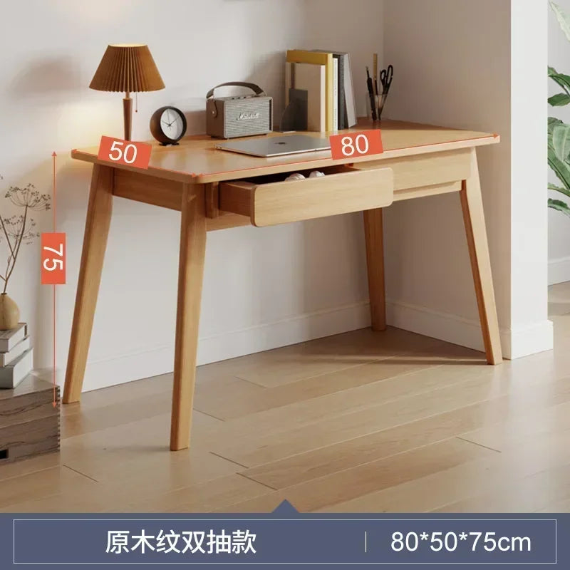 Modern Solid Wood Double Drawer Computer Desk