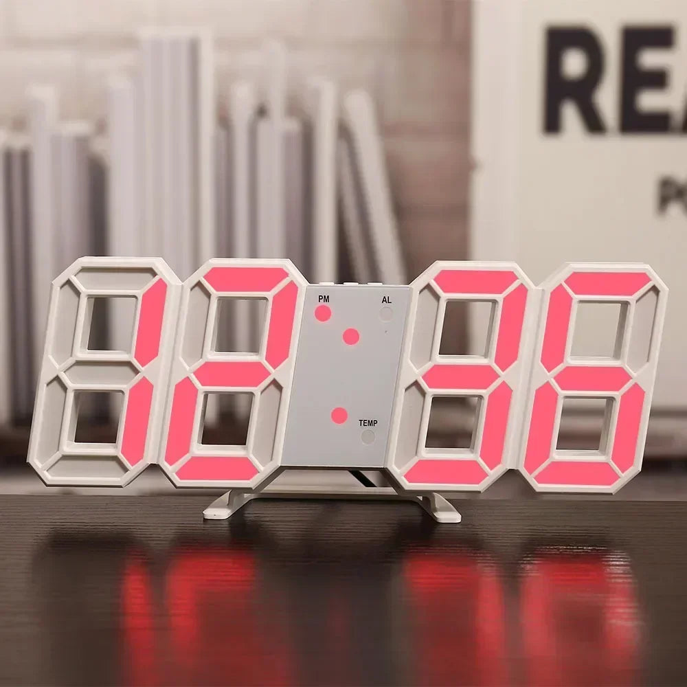 3D LED Digital Wall Clock Night Light Decor