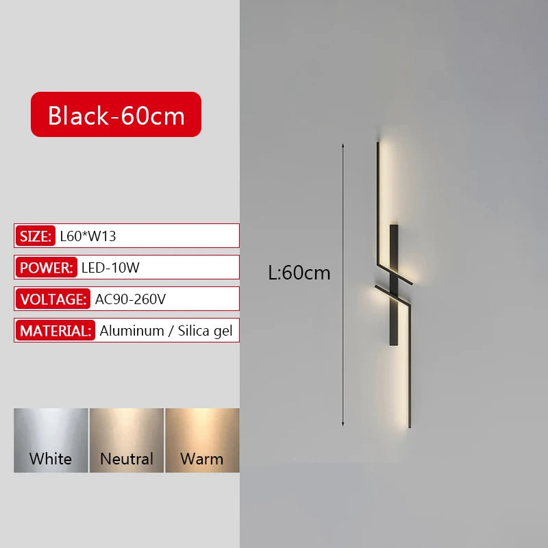 Modern Long Strip LED Wall Lamp with Remote