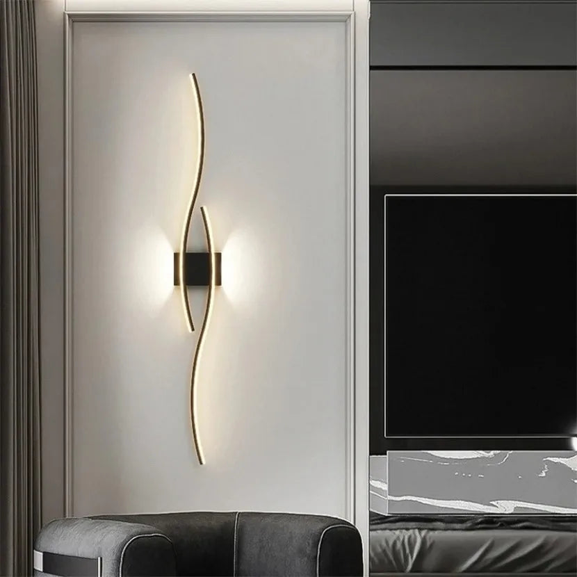 Modern Long Strip LED Wall Lamp with Remote