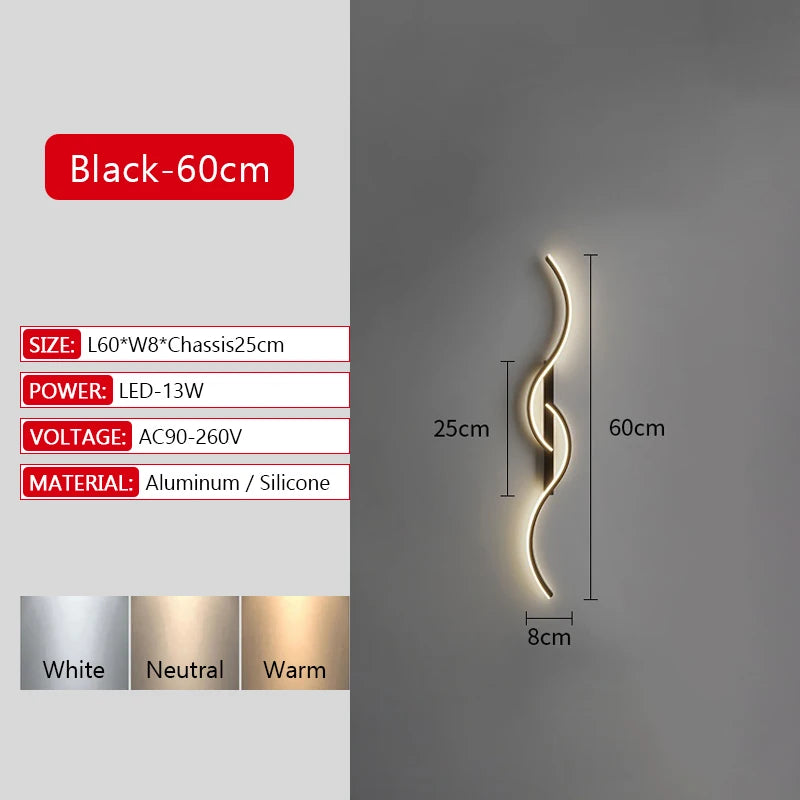 Modern Long Strip LED Wall Lamp with Remote
