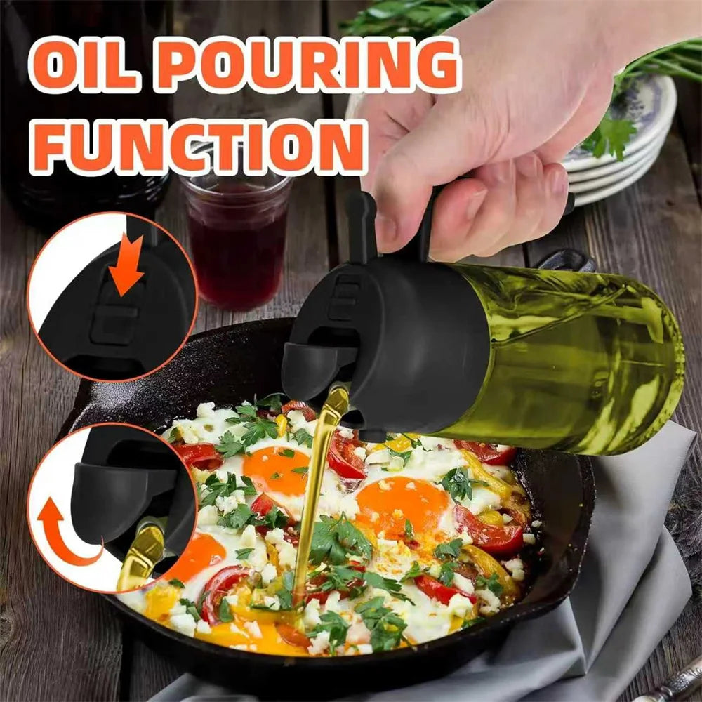470ML 2-in-1 Glass Oil Sprayer Dispenser Bottle