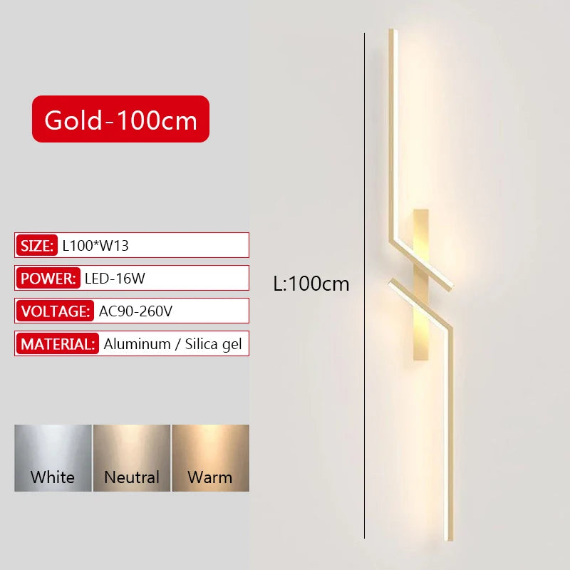 Modern Long Strip LED Wall Lamp with Remote