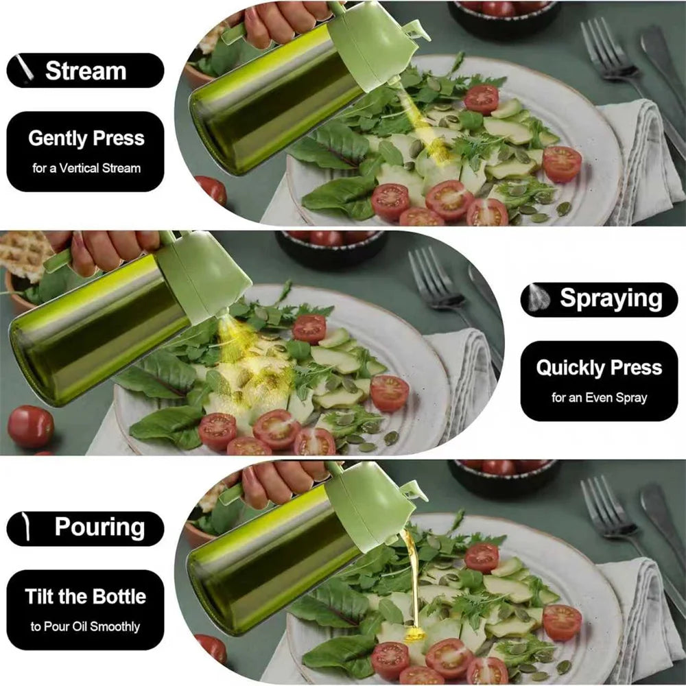 470ML 2-in-1 Glass Oil Sprayer Dispenser Bottle
