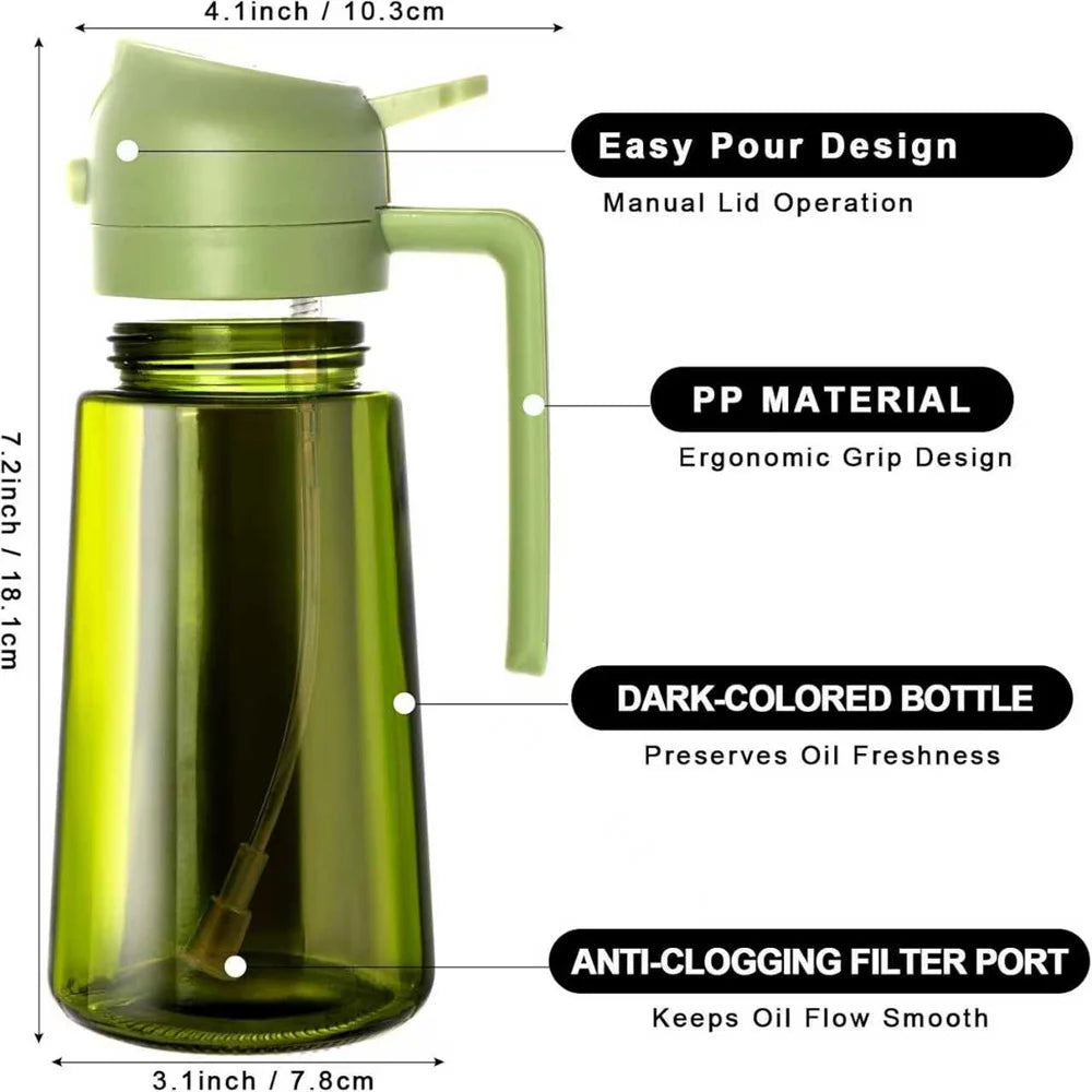 470ML 2-in-1 Glass Oil Sprayer Dispenser Bottle