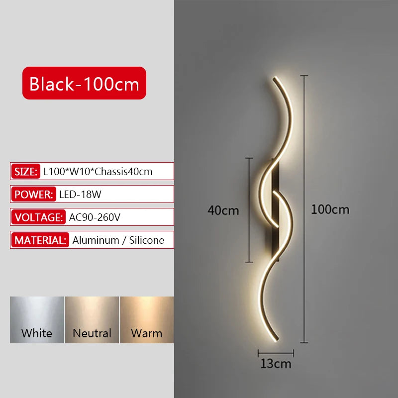 Modern Long Strip LED Wall Lamp with Remote